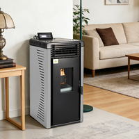 Poêle à granulés PANSEE PD-80 8KW, foyer à haute efficacité (89,5%), commande WiFi, alimentation automatique, style européen, acier, moderne, villa