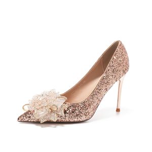 6681A-078 Sandalias de Tacón Alto con Flores Brillantes, Punta Puntiaguda, Tacón de Aguja, Elegantes Zapatos de Fiesta de Boda para Mujer - Product Image 5