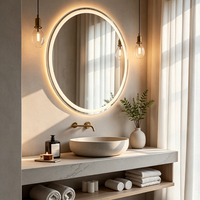 Espejo de Baño Moderno Inteligente con LED IP44 para Hotel, Antivaho, Luz Ajustable de 3 Colores, Espejo de Maquillaje Retroiluminado de Pared con Pantalla Táctil