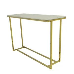 Elegant entryway gold stainless steel white marble top console table modern