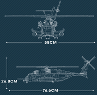 Reobrix 33037 helikopter transportasi CH-53E, mainan DIY blok bangunan untuk anak-anak konstruksi Rakitan