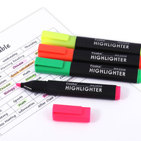 Foska plastik kecil lucu tubuh pahat ujung neon kuning tidak ada berdarah Alkitab Highlighter pena untuk bekerja dan belajar