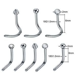 Venta al por mayor G23 titanio curvado claro CZ titanio joyería Piercing L forma/<span class=keywords><strong>S</strong></span> forma nariz anillo para mujeres - Product Image 2