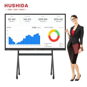 Floor stand business meeting 4K 75 inch white board digital all-in-one pc interactive whiteboards