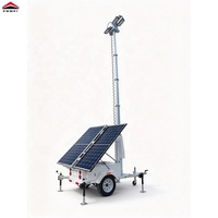Remorque d'éclairage solaire mobile avec panneaux solaires à longue autonomie, projecteurs pour l'éclairage de chantier nocturne