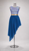 Robe de danse liturgique pour femmes, jupe en mousseline de soie à paillettes métalliques au-dessus du genou, débardeur assorti