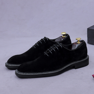 Chaussures en cuir véritable de grande taille, style britannique, en daim, élégantes, décontractées, respirantes, chaussures Oxford en cuir pour hommes - Product Image 1
