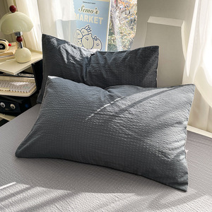 Parure de lit 4 pièces moderne en mousseline <span class=keywords><strong>double</strong></span> <span class=keywords><strong>gaze</strong></span>, couleur unie, épaisse, douce et moelleuse, avec housse de couette réversible et drap de lit - Product Image 4