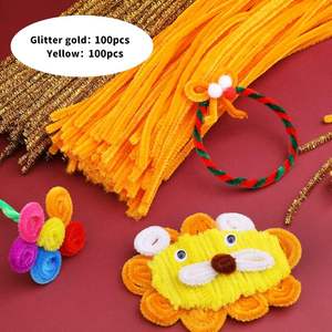 200 PCS Gold Pipe Cleaners Chenille Stem Set 100 PCS Laranja + 100 PCS Glitter Gold Craft Pipe Cleaners DIY Fuzzy Stick Art Crafts - Product Image 2