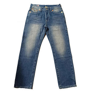 Jeans Authentic <span class=keywords><strong>Faith</strong></span> para Hombre de Verano Estilo Hip Hop Acampanados de Mezclilla Tejida, Corte Recto Holgado y Extra Grande con Gran Buda - Product Image 6
