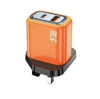 Adaptador de Corriente USB-C GaN de 45W, Cargador Rápido Multipuerto, PD QC3.0, Carga Ultra Rápida, Ecológico, 5V/3A, Doble Enchufe, LED