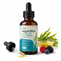 Gouttes liquides professionnelles OEM à base de plantes, DHA d'algues, oméga 3 dérivé de microalgues pour enfants, formule de soutien à la croissance cérébrale