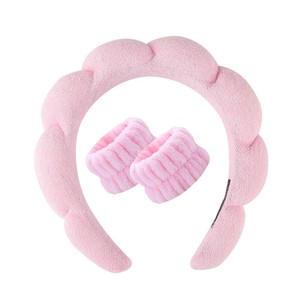 Ensemble OEM personnalisable fait main de bandeaux et de bracelets de lavage facial en <span class=keywords><strong>tissu</strong></span> éponge torsadé effet nuage à couronne haute pour femmes et filles, pour les soins de la peau - Product Image 3