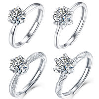 Mwsc — bague de mariage en diamant à Six griffes, bijou en argent Sterling S925 ajustable, 1 porte-bonheur, brillante, idéal pour femme, saison de mariage, 2022