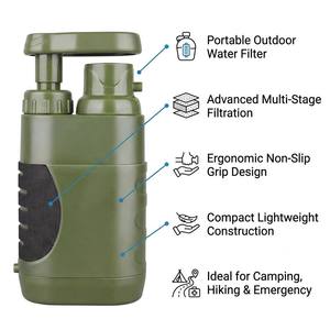 Filtro de Agua Portátil para Exteriores, Bomba Manual de 2 Etapas de Filtración, Verde con Empuñadura Negra para Camping, Senderismo y Viajes - Product Image 6