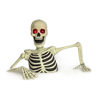 Squelette géant lumineux à mi-corps pour Halloween, avec yeux rouges brillants, accessoire de crâne pour décoration de maison hantée ou de fête