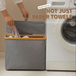 Organizador de Ropa con Logotipo Personalizado, Contenedor, Cesta de Almacenamiento de Papel Higiénico, Cesta de Bambú para Papel Higiénico con Tapa - Product Image 4