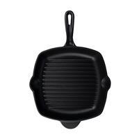 Poêle à frire en fonte émaillée écologique à fond plat et forme carrée pour grillades et cuisson au barbecue, idéale pour les steaks de bœuf