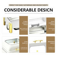 YITIAN Plat de service rectangulaire élégant double usage en acier inoxydable 201, chauffe-plat de buffet avec couvercle en verre hydraulique pour mariages, traiteurs et réceptions