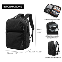 Sac à dos pour ordinateur portable personnalisé avec logo OEM, grande capacité, pour les voyages, les affaires, léger, pour un usage quotidien, les week-ends, unisexe