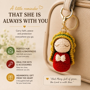 Giocattolo di Peluche Amigurumi Religioso Cristiano, Madonna di Guadalupe, Gesù, Regalo Ecologico per la Chiesa, Ciondolo, Bambola della Beata Vergine Maria - Product Image 4