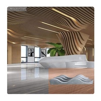 Décoration d'art personnalisable Tôle de toiture ondulée Plafond à lattes Bois Aluminium Vague Plafond