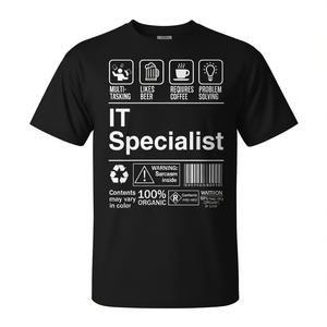 IT T-shirt Specialist Sarcastic Label nera da uomo, taglia media - Product Image 2