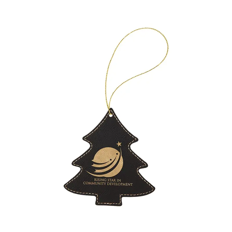 Adorno de Navidad personalizado, productos de grabado láser en blanco, regalo en blanco, adornos de árbol de Navidad de polipiel