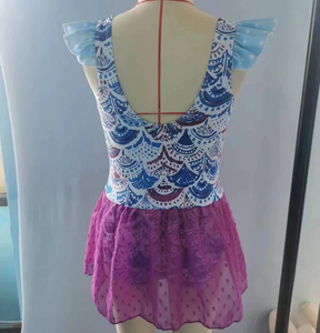 Little Girls One Piece Swimsuit Mermaid Scale Print Ruffle Shoulder Mesh Skirted Breathable Nylon/Cotton - Product Image 6