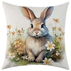 Housse de coussin carrée Hanlin Lapin de Pâques 45x45cm Lavable Décoration de salon - Product Image 3