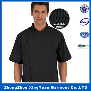 Veste de chef personnalisée en coton polyester unisexe pour l'hôtellerie, à manches courtes, de style français - Product Image 4