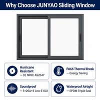 JUNYAO Außenlärmgedämmtes, wasserdichtes Dreifach-Schiebefenster aus Aluminium mit EPDM-Dichtung, 6063-T5, AS2047, NFRC, CE, Energy Star, für Schulen