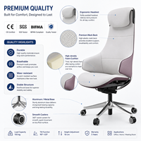 Chaise de bureau ergonomique moderne à dossier haut avec appui-tête réglable, chaise de bureau informatique en gros pour mobilier de bureau d'entreprise