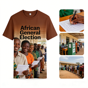 T-shirt promozionali in poliestere 100% da 130G, lavorate a maglia, ecologiche, personalizzabili con stampa completa del logo, per campagne africane e gruppi di riunioni - Product Image 5