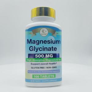 Tableta de glicinato de <span class=keywords><strong>magnesio</strong></span> de alta absorción compatible con huesos, corazón, músculos y energía, suplemento dietético sin gluten sin OGM - Product Image 1
