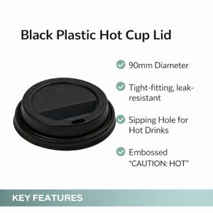 แก้วกระดาษ ProTakeOut [8 ออนซ์] ฝาปิดแบบแบน ปิดผนึกได้ ขอบ 80 มม. สีดำ พลาสติก PP แพ็ค 1000 ใบ (50/20) ปิดสนิท ป้องกันการหก - Product Image 3