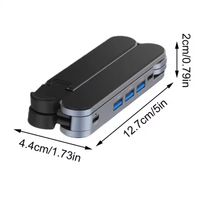 Hub USB-C en alliage d'aluminium 2-en-1, support pliable pour ordinateur portable, station d'accueil multi-ports réglable, réglage à 6 niveaux pour 10-17 pouces