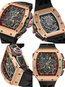 Venta directa de fábrica, reloj cronógrafo de titanio con caja de fibra de carbono 65-01, reloj mecánico automático para hombre de oro rosa de 18k, correa de caucho - Product Image 4