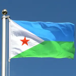 Groothandel Snelle Verzending Aangepaste Logo 100% Polyester Vlaggen 3x5ft De Republiek Djibouti Hele Land Vlag