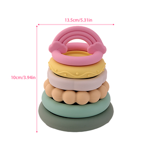 Nouveauté : Ensemble de jouets éducatifs pour bébés et tout-petits, empileurs en silicone pour la reconnaissance des couleurs, blocs de construction numériques - Product Image 2