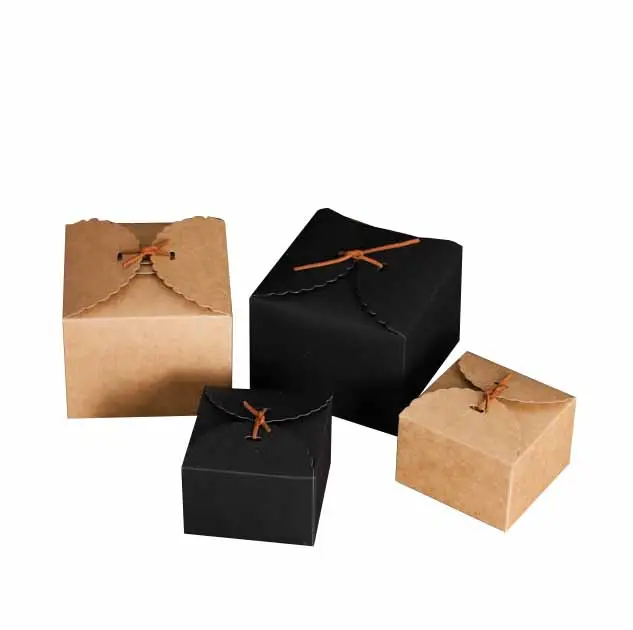 Wavy lace Kraft paper box Wholesale Candy Gift boxes Custom black kraft paper baking packaging gift box