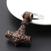 Porte-clés amulette runique scandinave Marteau de Thor Mjolnir Vegvisir Ancre Pendentif Bijoux pour homme