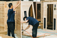 Stok tersedia Kanada Cedar merah Luar Ruangan kubus Sauna ruang Sauna uap basah dengan tampilan kaca penuh
