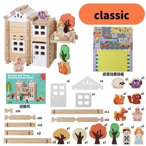 Ensemble de construction éducatif pour enfants, garçons et filles, château classique en bois, blocs de construction Prince et Princesse - Product Image 6