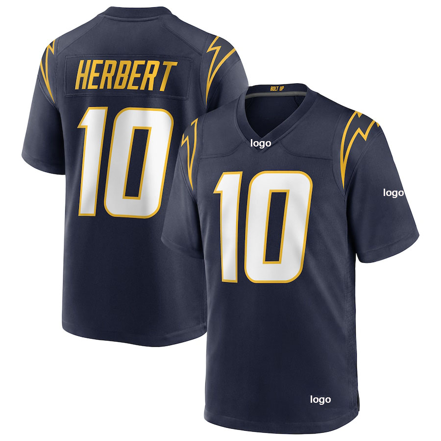 Оптовая продажа #10 Justin Herbert #15 Ladd McConkey мужские Los Angeles зарядные устройства для вышивки трикотажные изделия
