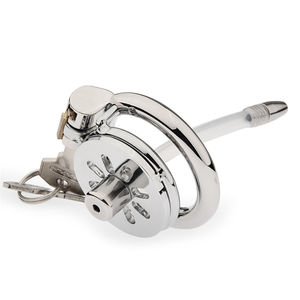 Accessori regalo di San Valentino in acciaio inox gabbia di castità e Anti-Off cintura un pezzo di castità dispositivo di blocco maschio - Product Image 6