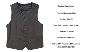 <span class=keywords><strong>Gilet</strong></span> <span class=keywords><strong>de</strong></span> <span class=keywords><strong>Costume</strong></span> <span class=keywords><strong>Homme</strong></span> Isirhonour Luxe Premium Gris à Rayures Fines Coupe Slim <span class=keywords><strong>pour</strong></span> Mariage, Marié, Affaires, Tenue Formelle - Product Image 2