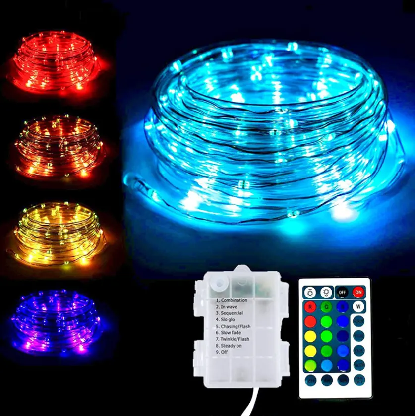 Luci per trampolino Rgb a 16 colori illuminazione natalizia a tubo a corda a Led con luci a stringa di fata a Led per esterni con Patio impermeabile alimentato tramite Usb