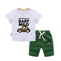 Livraison directe 100% coton Vêtements pour enfants en option couleur mélangée accepter t-shirt et ensembles de vêtements courts pour bébé étiquettes de balançoire gratuites