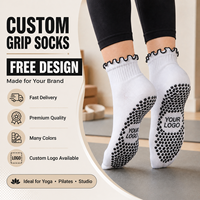 Chaussettes de yoga et de Pilates en coton doux avec logo personnalisé, design antidérapant, adaptées aux hommes et aux femmes pratiquants